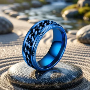 Bague Cuban Spin finition Cobalt en situation