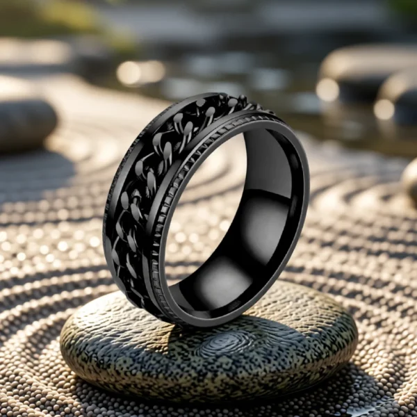 Bague Cuban Spin finition Onyx en situation