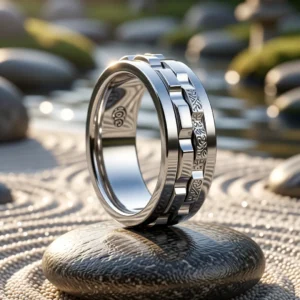 Bague SteelFlow – Argent Bague Bague SteelFlow finition Argent en situation