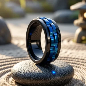 Bague Bague SteelFlow finition Onyx / Cobalt en situation