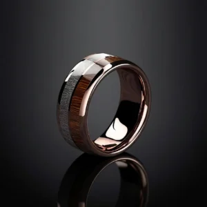 Aureus Venari – Bague homme acier inoxydable bois de cerf et or rose