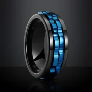 Bague SteelFlow – Anneau Rotatif Chaîne Cubaine Anti-Stress, Acier Inoxydable 8mm