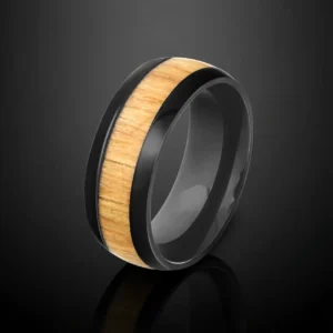Eryndor – Bague homme en acier inoxydable et bois naturel d’acajou 8mm