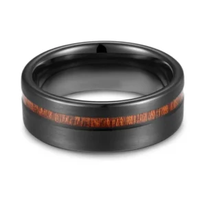 Nox Arbor – Bague homme noire rainurée bois 8mm
