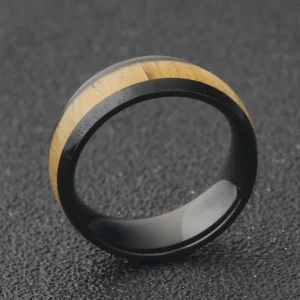Eryndor – Bague homme en acier inoxydable et bois naturel d’acajou 8mm