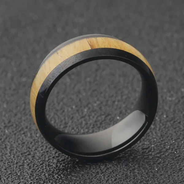 Eryndor – Bague homme en acier inoxydable et bois naturel d’acajou 8mm