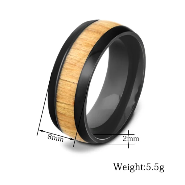 Eryndor – Bague homme en acier inoxydable et bois naturel d’acajou 8mm