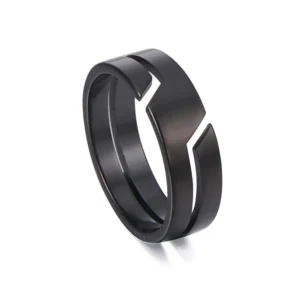 Obscura – Bague noire minimaliste en acier inoxydable