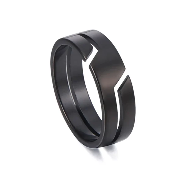 Obscura – Bague noire minimaliste en acier inoxydable