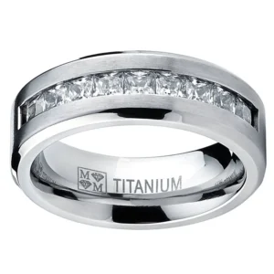 TitanLuxe – Bague homme argentée zircone cubique carrée