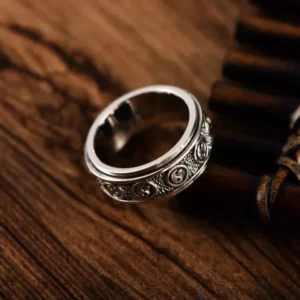Zenith Yin Yang – Bague homme argent 925 rotative Tai Chi