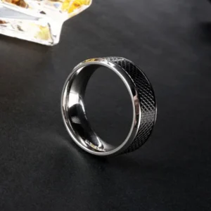 Noctis – Bague homme acier inoxydable noire texturée