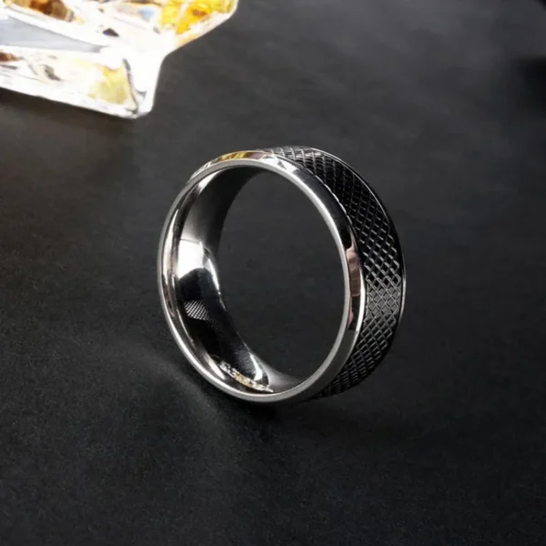 Noctis – Bague homme acier inoxydable noire texturée