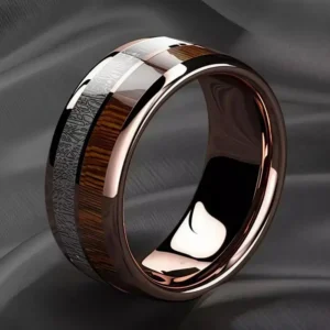 Aureus Venari – Bague homme acier inoxydable bois de cerf et or rose