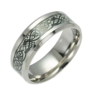 Draco Lux – Bague Dragon lumineuse acier inoxydable vert fluorescent