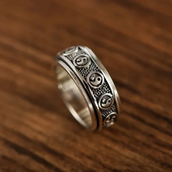 Zenith Yin Yang – Bague homme argent 925 rotative Tai Chi