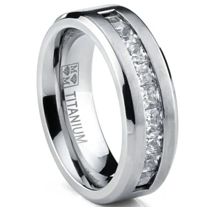 TitanLuxe – Bague homme argentée zircone cubique carrée