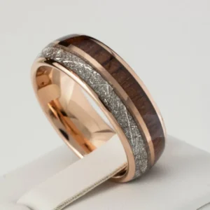 Aureus Venari – Bague homme acier inoxydable bois de cerf et or rose