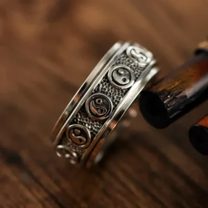 Zenith Yin Yang – Bague homme argent 925 rotative Tai Chi