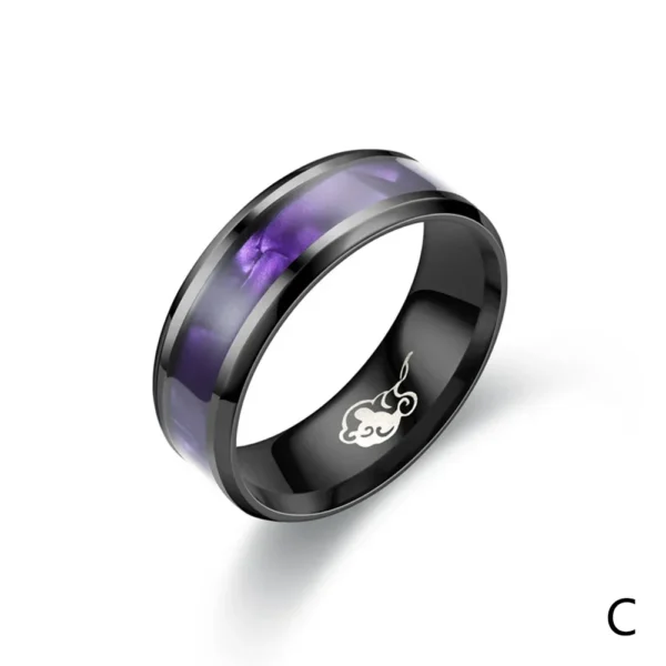 Ametra – Bague homme titane noir incrustée coquille violette 8mm