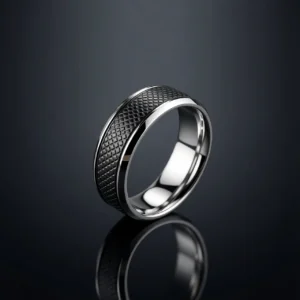 Noctis – Bague homme acier inoxydable noire texturée