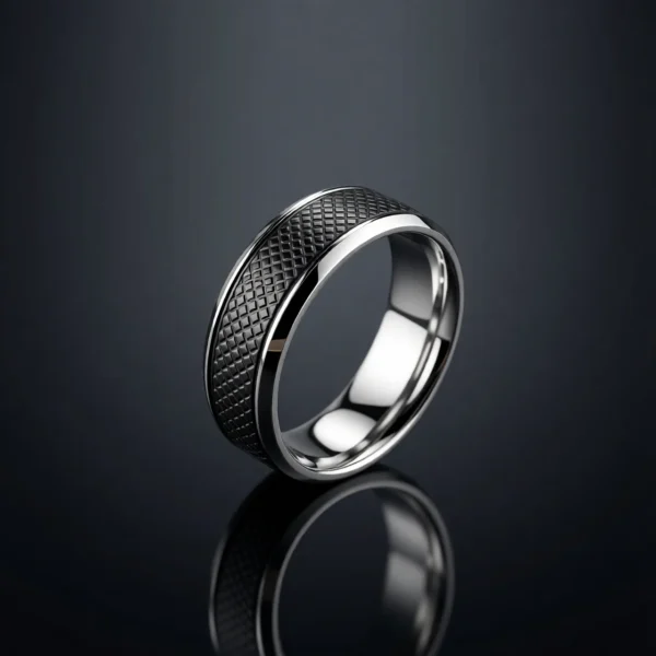 Noctis – Bague homme acier inoxydable noire texturée