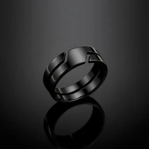 Obscura – Bague noire minimaliste en acier inoxydable