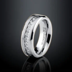 TitanLuxe – Bague homme argentée zircone cubique carrée