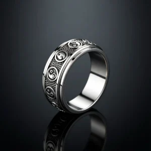 Zenith Yin Yang – Bague homme argent 925 rotative Tai Chi