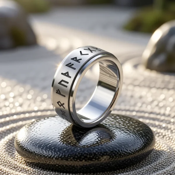Bague Spin Classic finition 8 mm argenté viking en situation