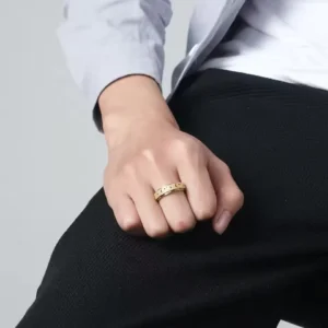Luna Spin – Bague rotative anti-stress lune & étoiles en acier inoxydable givré