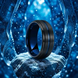 Bague Neo Groove finition Onyx / Cobalt en situation