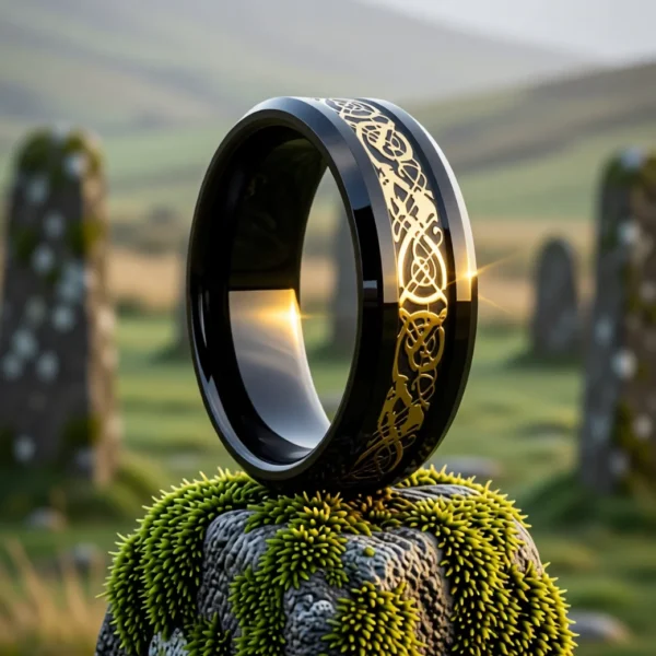 Bague Draconis finition Onyx / Or en situation