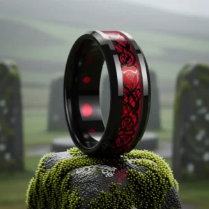 Bague Draconis finition Onyx / Rouge en situation