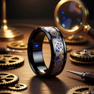 Bague Machina finition Onyx / Cobalt en situation