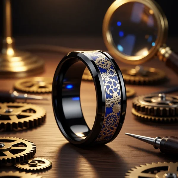 Bague Machina finition Onyx / Cobalt en situation