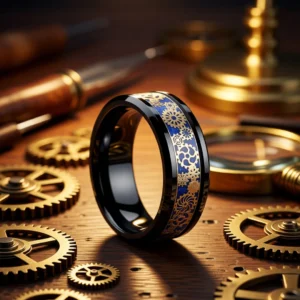 Bague Machina finition Onyx / Or en situation