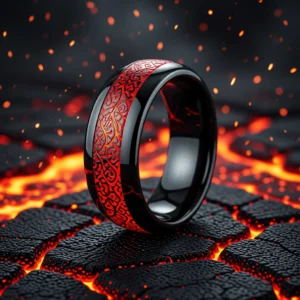 Bague Fragmenta finition Onyx / Rouge en situation