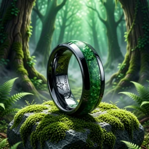 Bague Fragmenta finition Onyx / Vert en situation