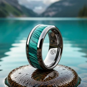 Bague Fragmenta finition Onyx / Vert d’eau en situation
