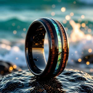 Maris – Onyx / Bois Bague Maris finition Onyx / Bois en situation