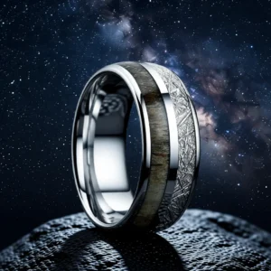 Bague Meteora finition Argent / Bois en situation