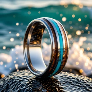 Bague Azura finition Argent / Bois en situation