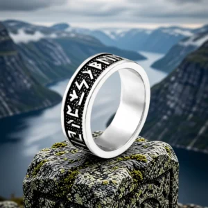 Bague Runic Legacy finition Argent / Onyx en situation