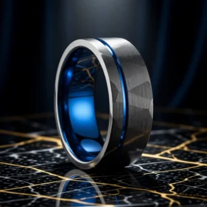 Bague Malleus finition Argent / Cobalt en situation
