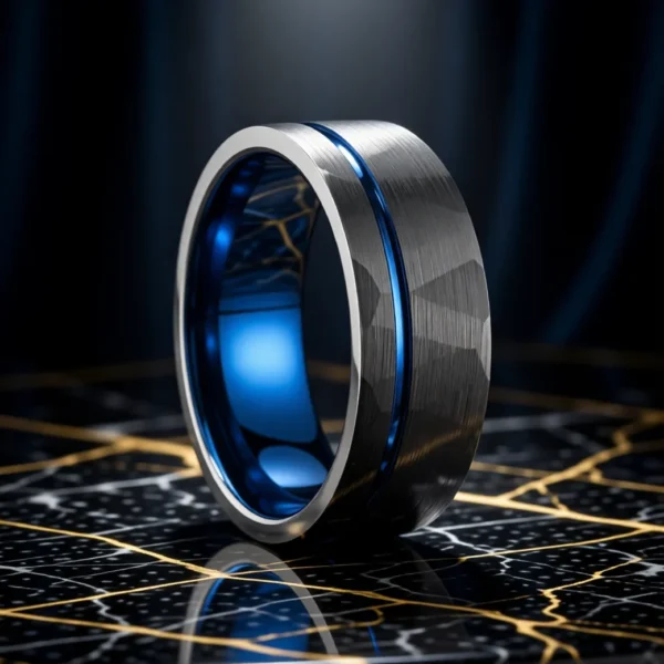 Malleus – Argent / Cobalt Bague Malleus finition Argent / Cobalt en situation