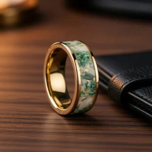 Aurora – Bague homme incrustation d’opale et de pierres 8mm