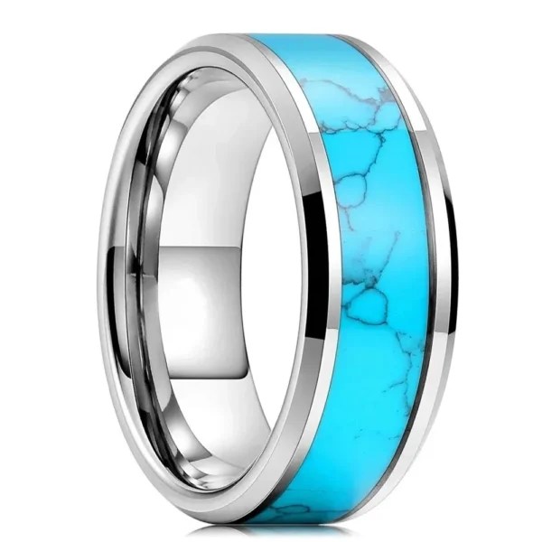 Azura – Bague homme effet turquoise 8mm – Argent