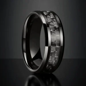 Carbonis – Bague homme acier inoxydable et fibre de carbone 8mm