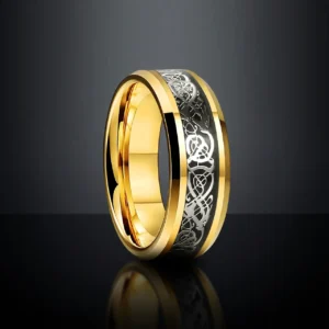 Draconis Aurum – Bague dragon celtique or, or rose ou argent 8mm Draconis Aurum – Bague dragon celtique or, or rose ou argent 8mm